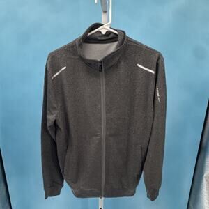 Men's Gray Full-Zip Track Jacket 100% Polyester Long Sleeve Pockets Size S